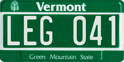 VT license plate LEG041