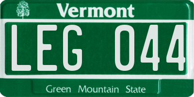 VT license plate LEG044