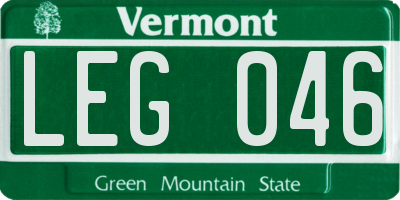 VT license plate LEG046