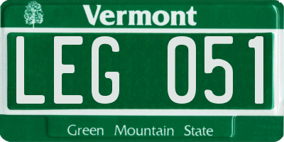 VT license plate LEG051