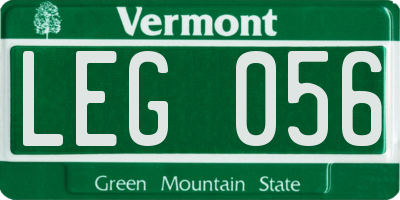 VT license plate LEG056