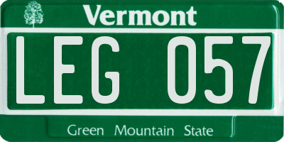 VT license plate LEG057