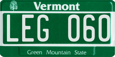 VT license plate LEG060