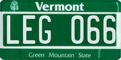 VT license plate LEG066