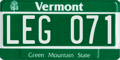 VT license plate LEG071