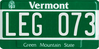 VT license plate LEG073