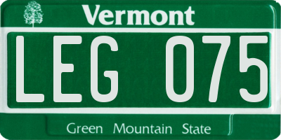 VT license plate LEG075