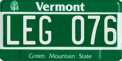 VT license plate LEG076