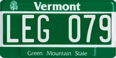VT license plate LEG079