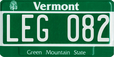 VT license plate LEG082
