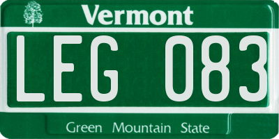 VT license plate LEG083