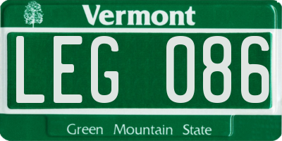 VT license plate LEG086