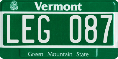 VT license plate LEG087