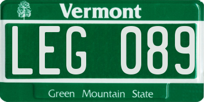 VT license plate LEG089