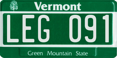 VT license plate LEG091