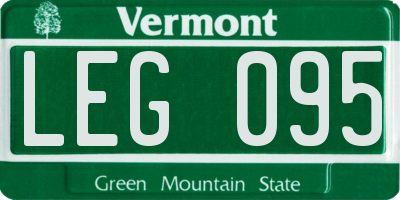 VT license plate LEG095
