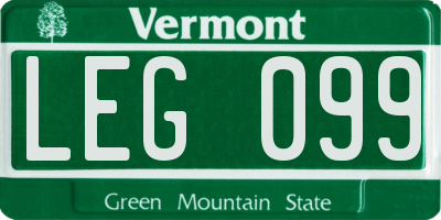 VT license plate LEG099