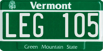 VT license plate LEG105