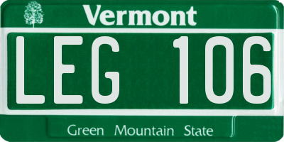 VT license plate LEG106