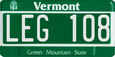 VT license plate LEG108