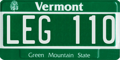 VT license plate LEG110