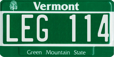 VT license plate LEG114