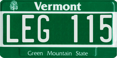 VT license plate LEG115