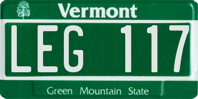 VT license plate LEG117
