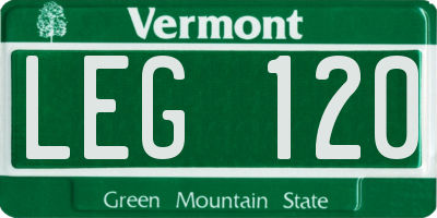 VT license plate LEG120