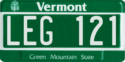 VT license plate LEG121