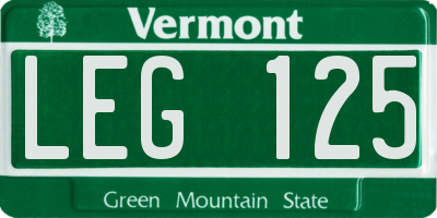 VT license plate LEG125