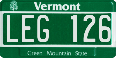 VT license plate LEG126