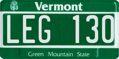 VT license plate LEG130