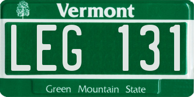 VT license plate LEG131