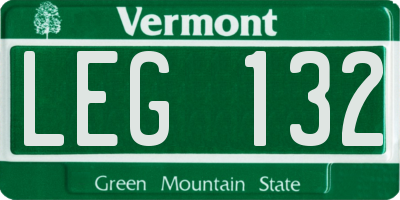 VT license plate LEG132