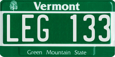 VT license plate LEG133