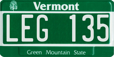 VT license plate LEG135