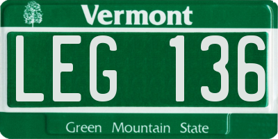 VT license plate LEG136