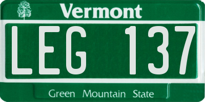 VT license plate LEG137