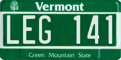 VT license plate LEG141