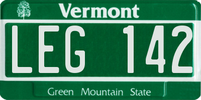 VT license plate LEG142