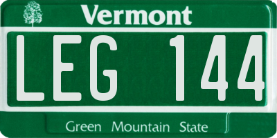 VT license plate LEG144
