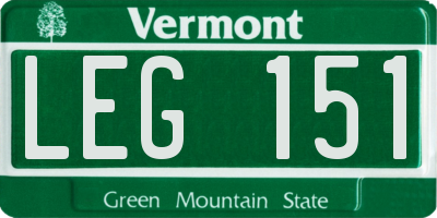 VT license plate LEG151