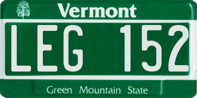 VT license plate LEG152