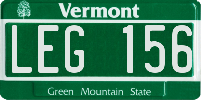 VT license plate LEG156