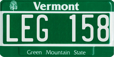 VT license plate LEG158