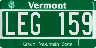 VT license plate LEG159