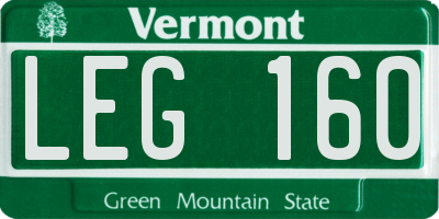 VT license plate LEG160