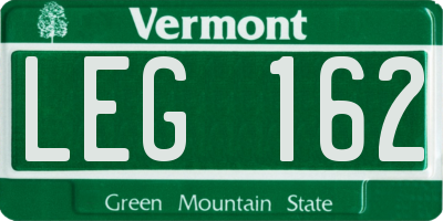 VT license plate LEG162