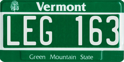 VT license plate LEG163
